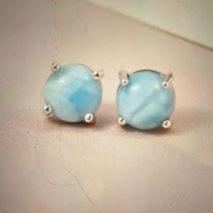 Larimar Stud Earrings in Platinum over Sterling Silver.  NWT